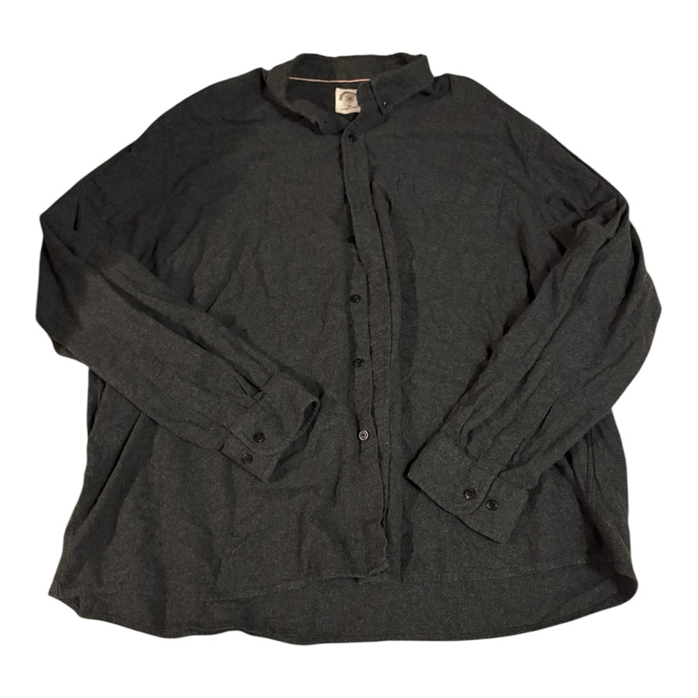 Men’s Dubinik Dark Charcoal Flannel Button Up Shirt Size 3XL